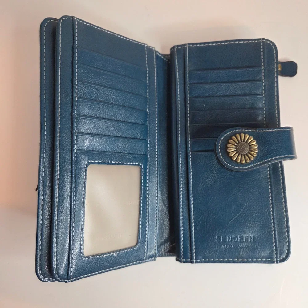 Sendefn Green Leather Clutch Card Holder, Keleel RFID Blocking
